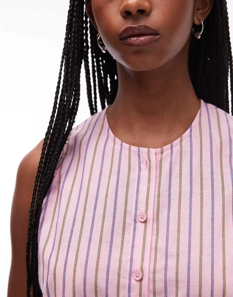 Topshop Topshop pink stripe romper in pink 4