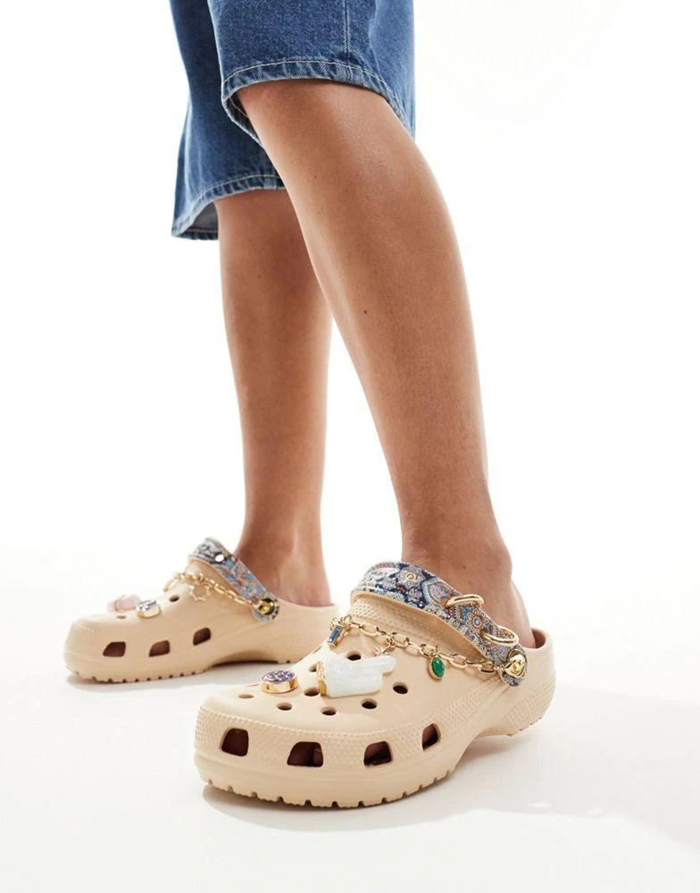 Crocs Crocs ASOS exclusive classic boho charm clogs in bone 1