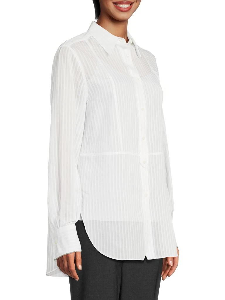 Brunello Cucinelli Striped Cotton-Silk Shirt 2