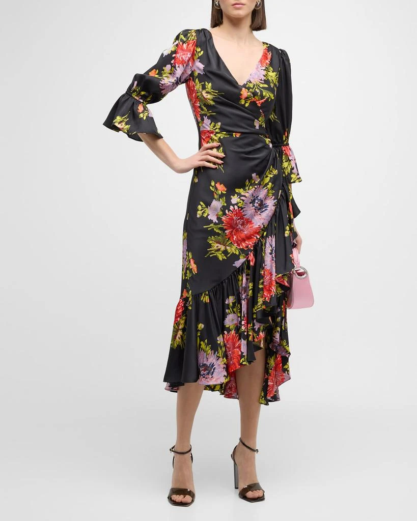 Cinq a Sept Theda Chrysanthemum-Print Faux-Wrap Midi Dress 4