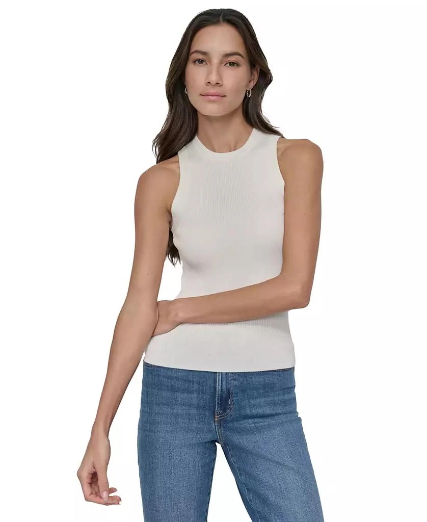 DKNY Women's Ribbed Sleeveless Crew Neck Sweater 1