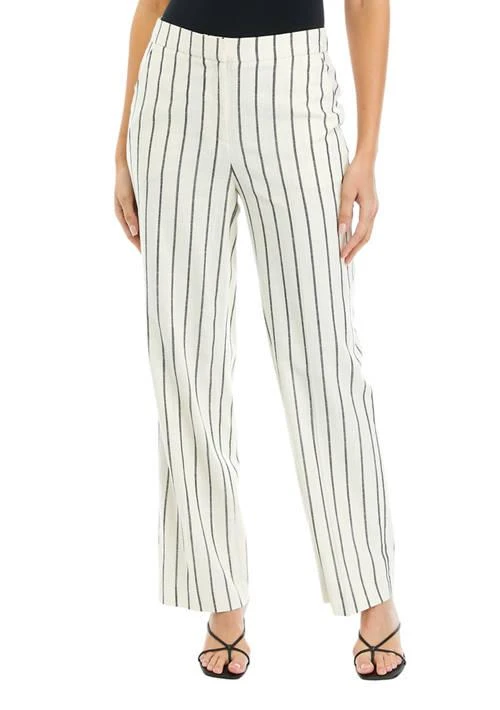 THE LIMITED Limited Womens Stripe Linen Pintuck Wide Leg Pants 1