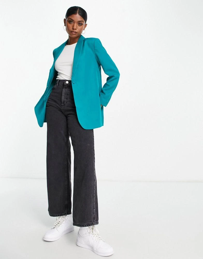 Y.A.S. Y.A.S oversized tailored blazer co-ord in teal 1