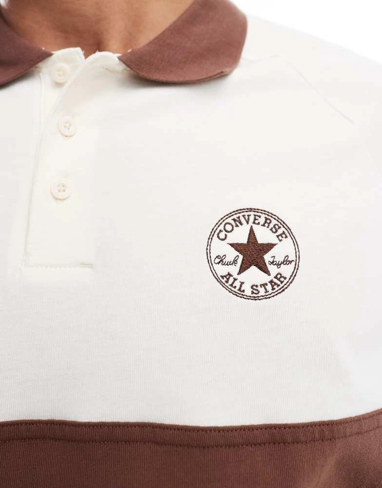Converse Converse Retro Chuck Marquis long sleeve Polo in brown and white 3