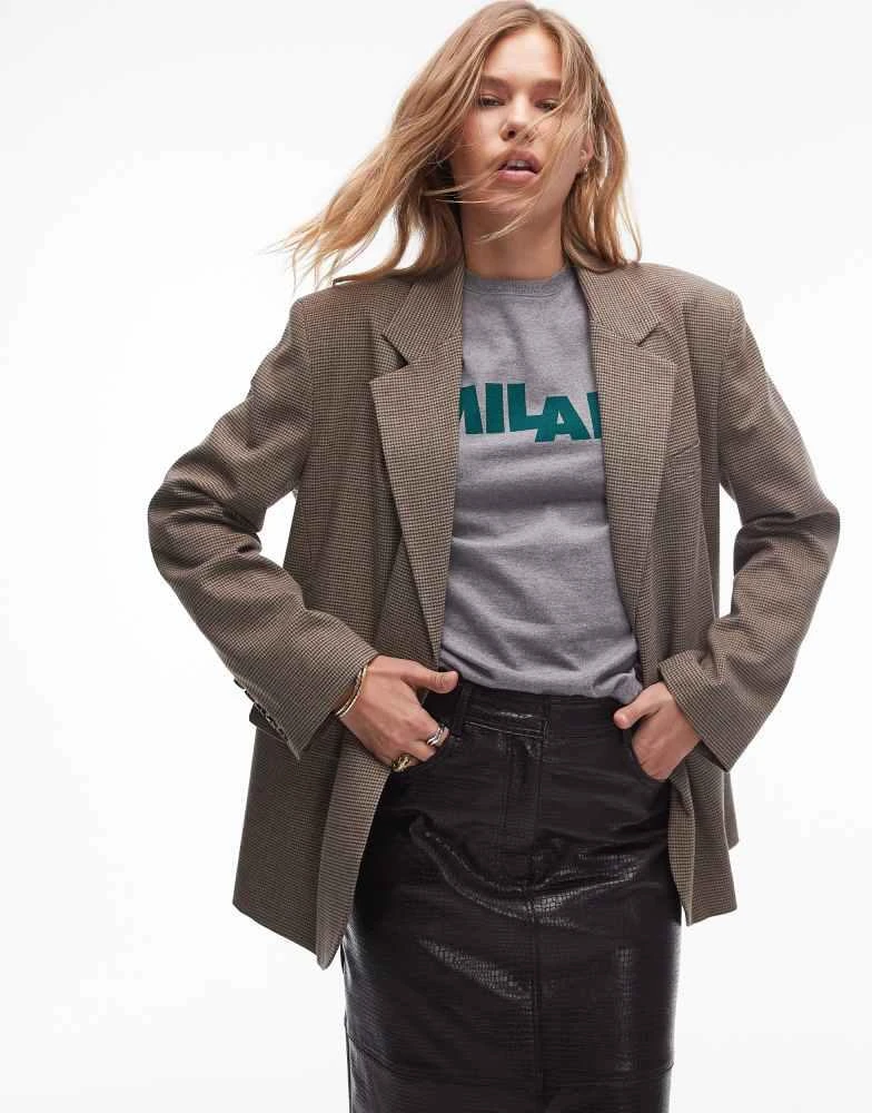 Topshop Topshop co ord heritage check blazer in camel CAMEL 4