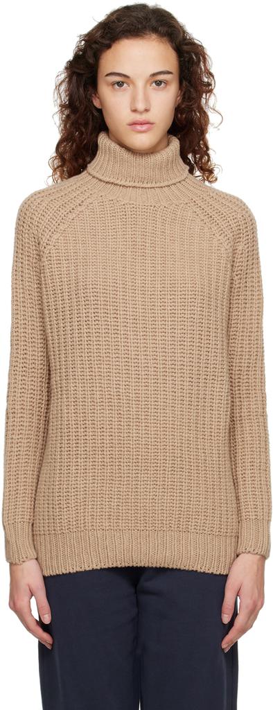 Sunspel Beige Chunky Turtleneck
