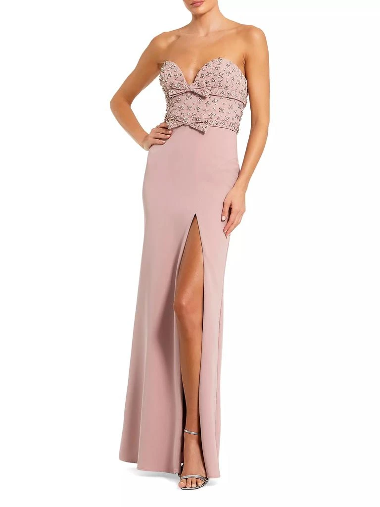Mac Duggal Prom Strapless Crepe Fitted Rhinestone Gown 1