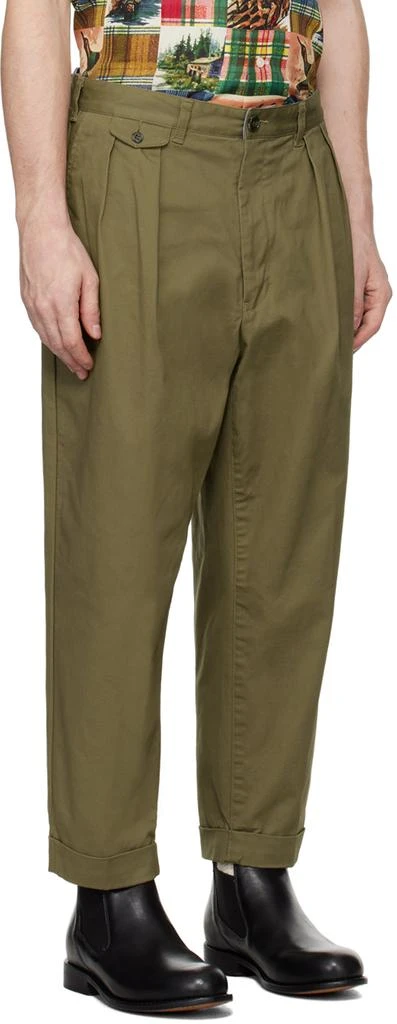 BEAMS PLUS Khaki 2 Pleats Chino Trousers 2