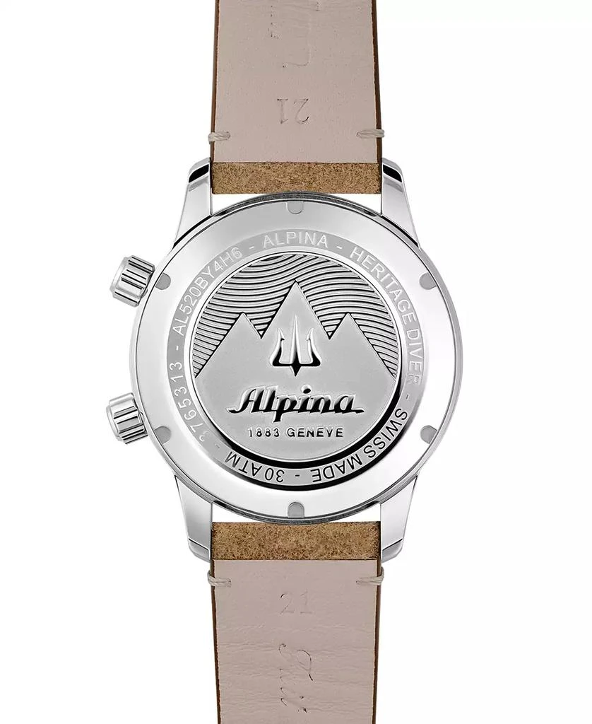 Alpina Men's Swiss Automatic Seastrong Diver Brown Leather Strap Watch 42mm 3