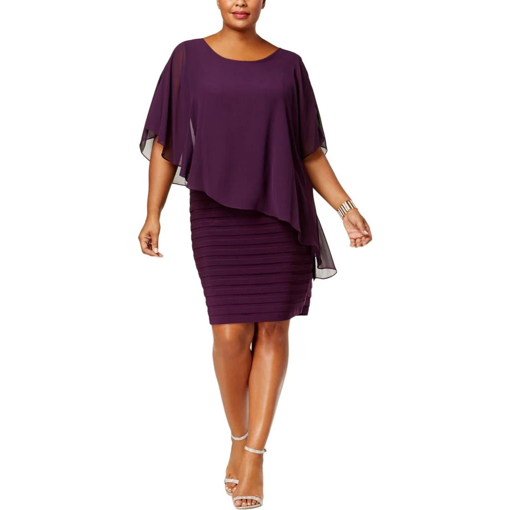 Plus Womens Chiffon Overlay Shutter Pleat Cocktail Dress  On Sale Now with  Up to 83% Off | Discover Exclusive Deals & Savings at BeyondStyle   Authentic Betsy & Adam women|clothing|dresses with