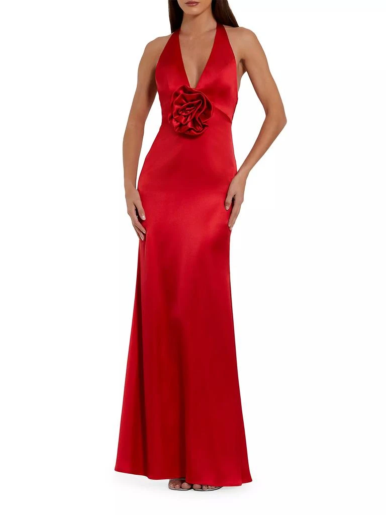 Mac Duggal Satin Rosette V-Neck Slip Gown 1