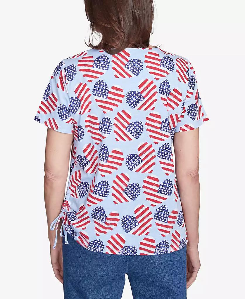 Alfred Dunner Petite  Flag Heart Top with Side Ruching