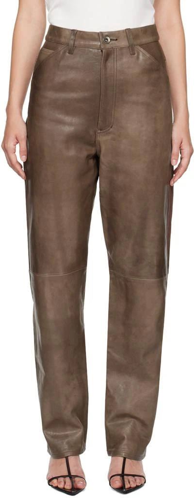 AURALEE Brown Heavy Lamb Leather Pants 1