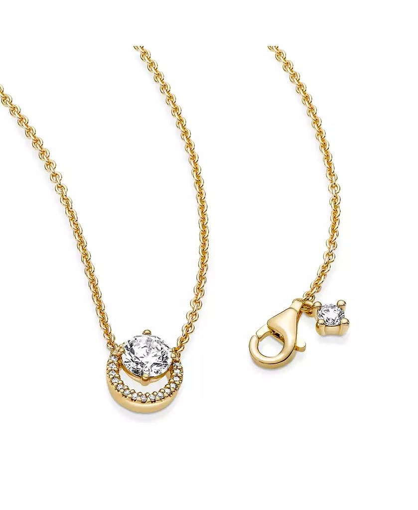 PANDORA Timeless 14K Gold-Plated Sparkling Round Cubic Zirconia Halo Pendant Collier Necklace 4