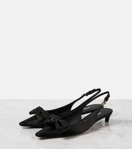 Dolce 
Gabbana Bow-detail satin slingback pumps 4