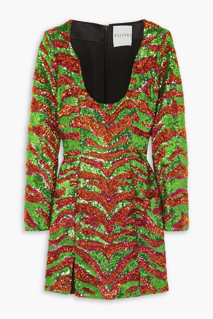 Halpern Sequined zebra-print tulle mini dress