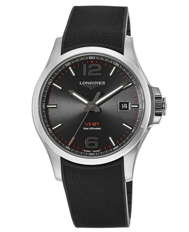 Longines Longines Conquest V.H.P. 43mm Black Dial Rubber Strap Men's Watch L3.726.4.56.9 1