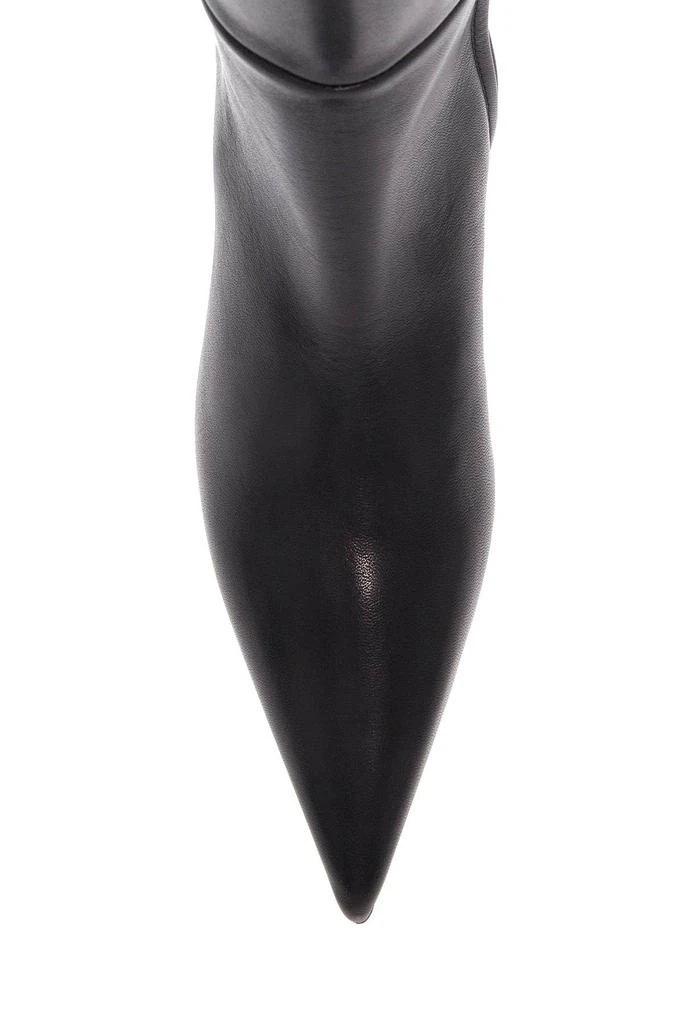 Totême black leather knee-high boots with low heel and pointed toe 2