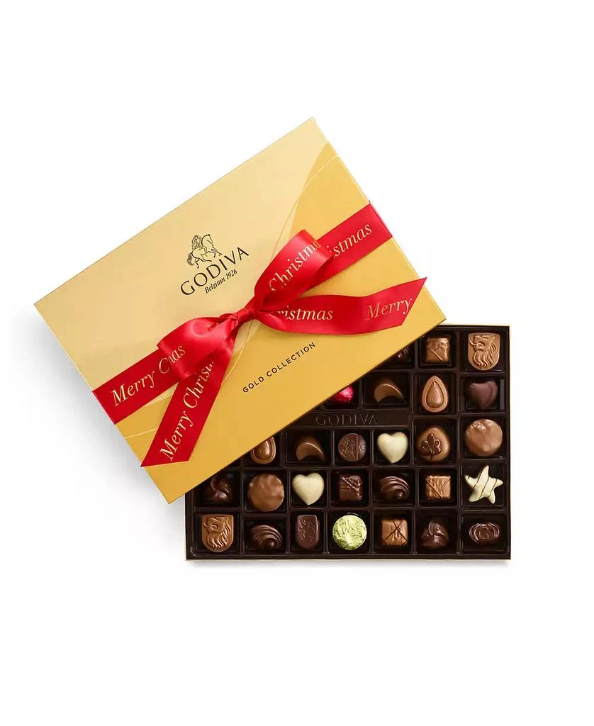 Godiva Holiday Gold Ballotin Chocolate Gift Box with Merry Christmas Ribbon, 36 Piece 4