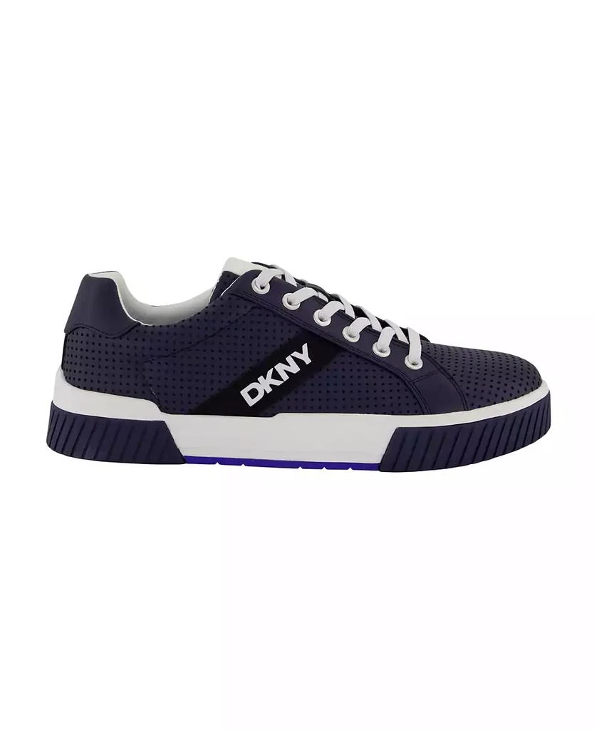 DKNY Men's Perforated Two-Tone Branded Sole Racer Toe Sneakers 6