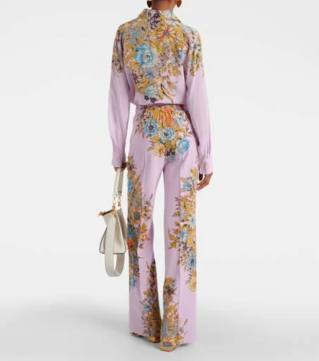 ETRO Floral high-rise silk wide-leg pants 3
