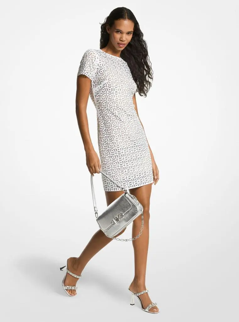 Michael Kors Embellished laser cut scuba dress 3