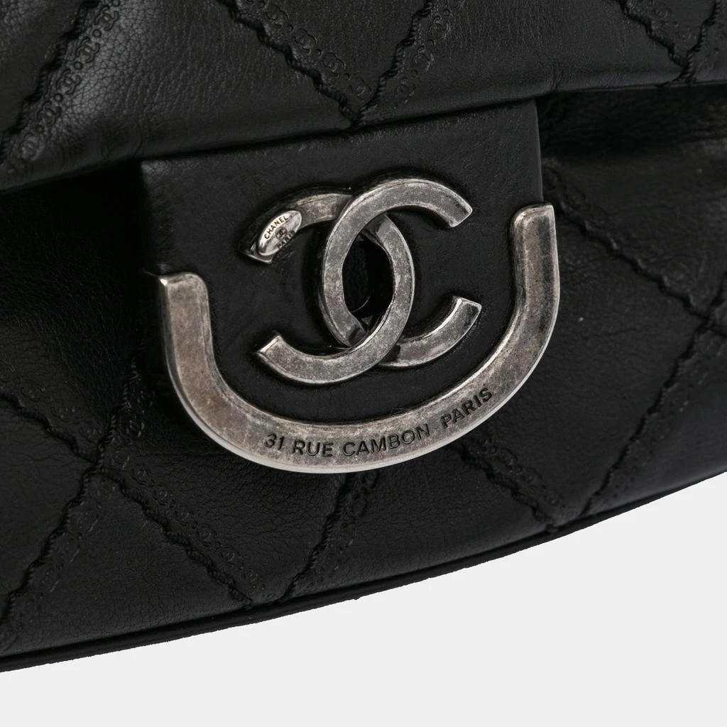 Chanel Chanel Black Leather Paris Edinburgh Jumbo Sporran Flap Bag 5