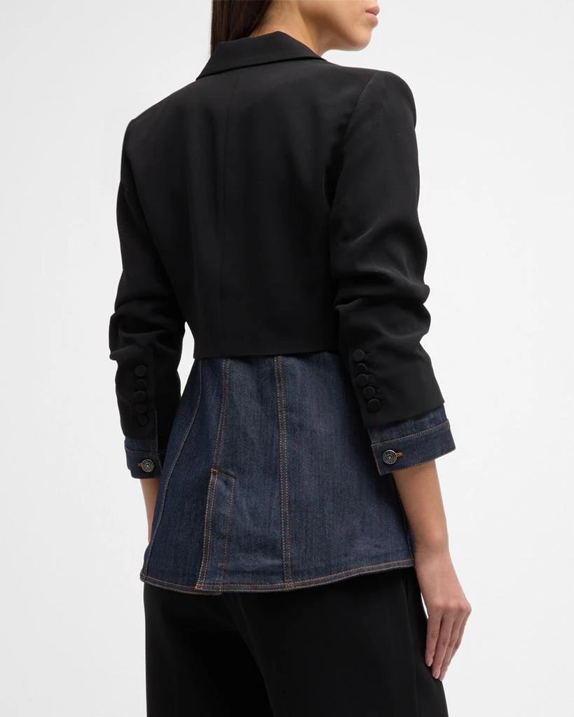 Cinq a Sept Dionne Mixed Media 3/4-Sleeve Blazer 6