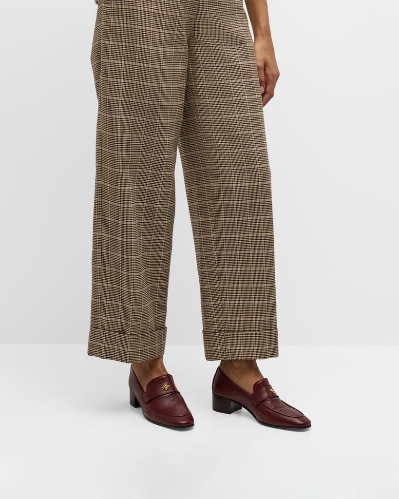 Bougeotte Leather Medallion Heeled Loafers