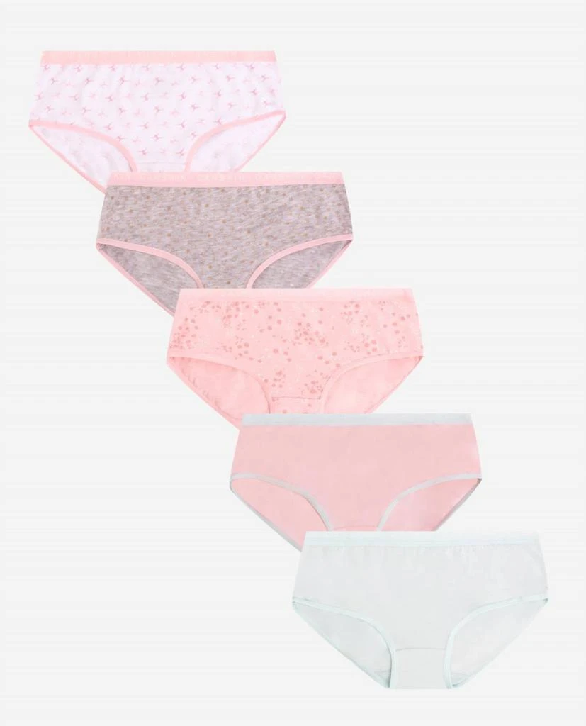 Danskin Danskin - Girls 5-pack Printed Cotton Spandex Bikini Underwear