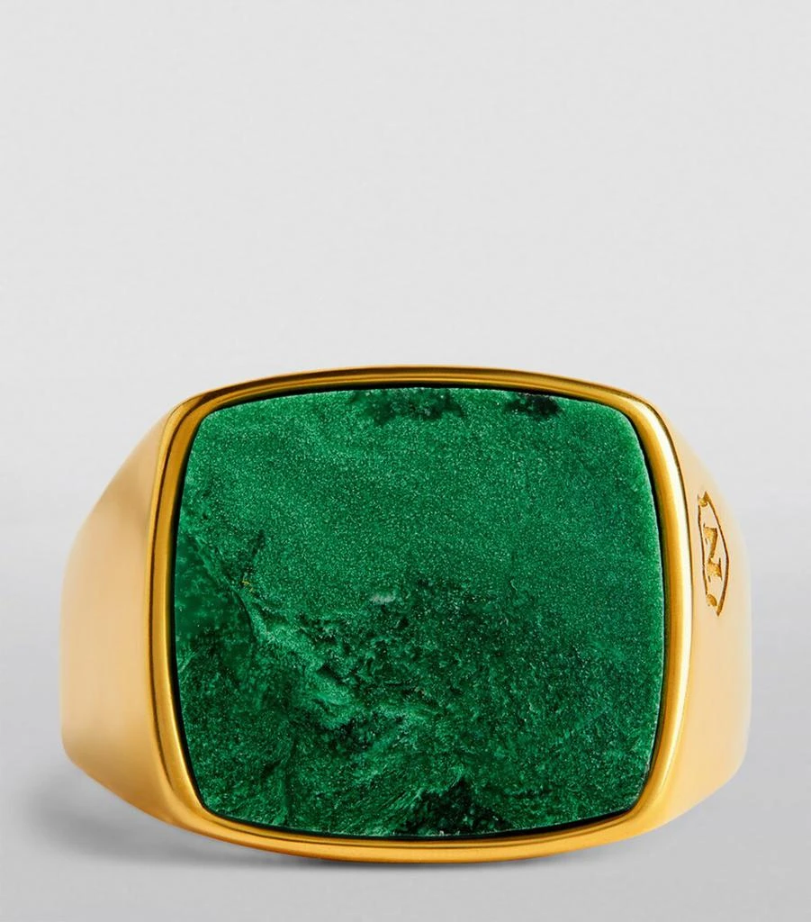 Nialaya Gold-Plated Jade Signet Ring 3