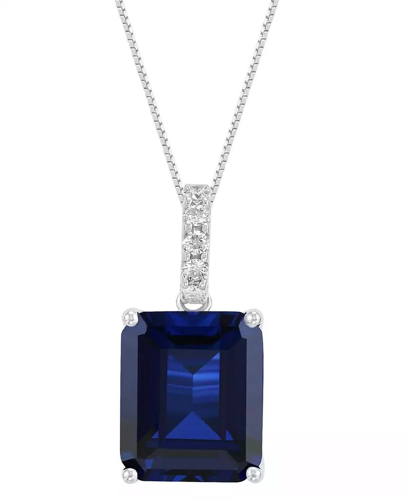 Grown With Love Lab Grown Sapphire (8-1/10 ct. t.w.) & Lab Grown Diamond  18" Pendant Necklace in 14k White Gold (Also in Ruby & Emerald) 1