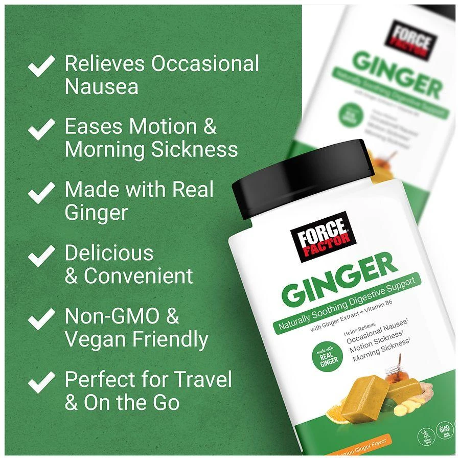 Force Factor Ginger Naturally Soothing Digestive Support Soft Chews Honey Lemon 2