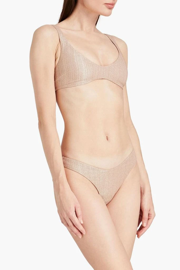 Zimmermann Separates Texture metallic stretch-crepe bikini top 2