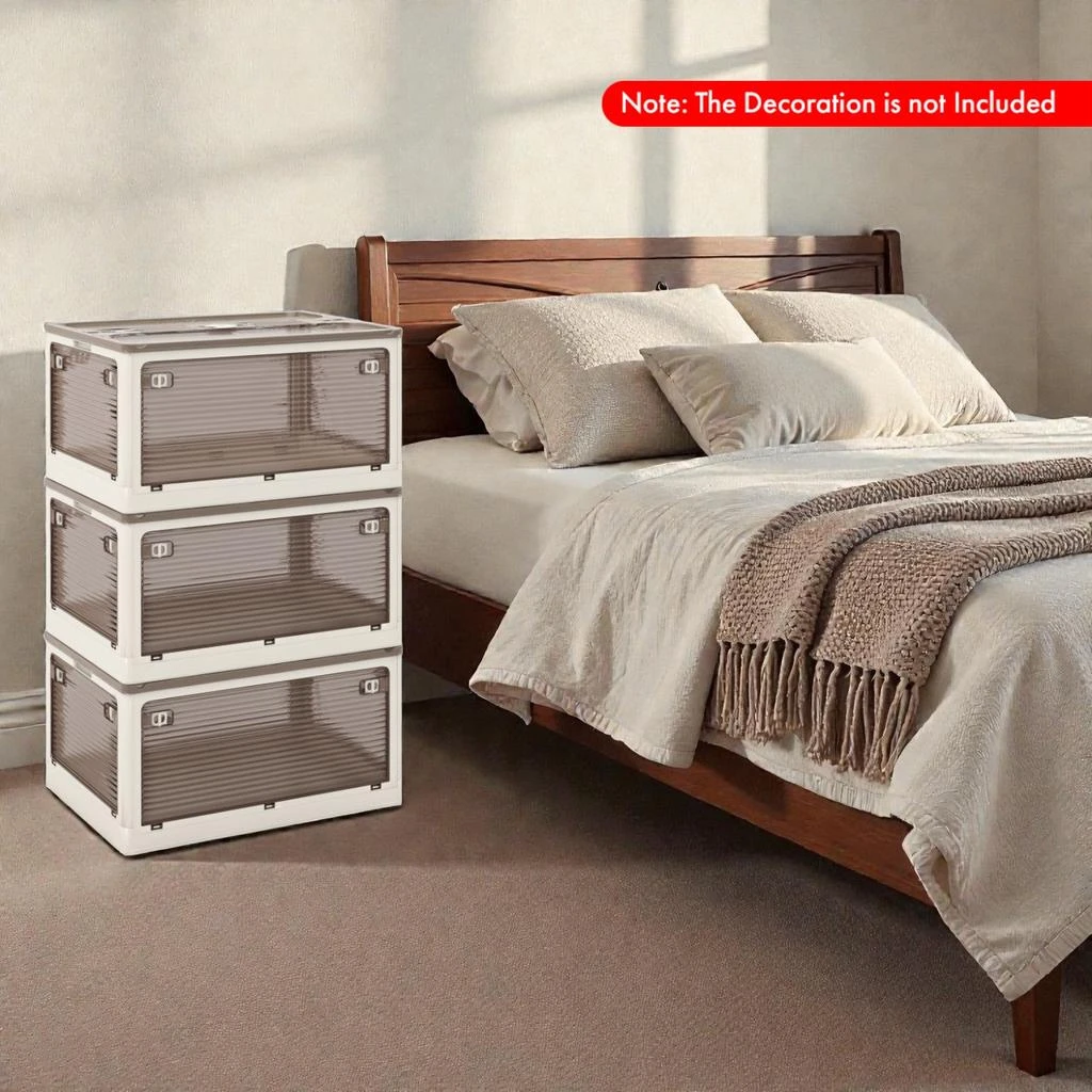 Hivvago Set of 3 Stackable Bins with Lids Featuring 5 Opening Options 2