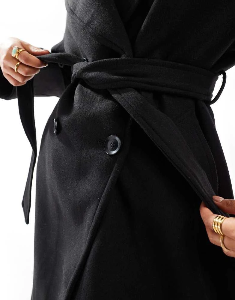 Bershka Bershka wool trench coat in black 3