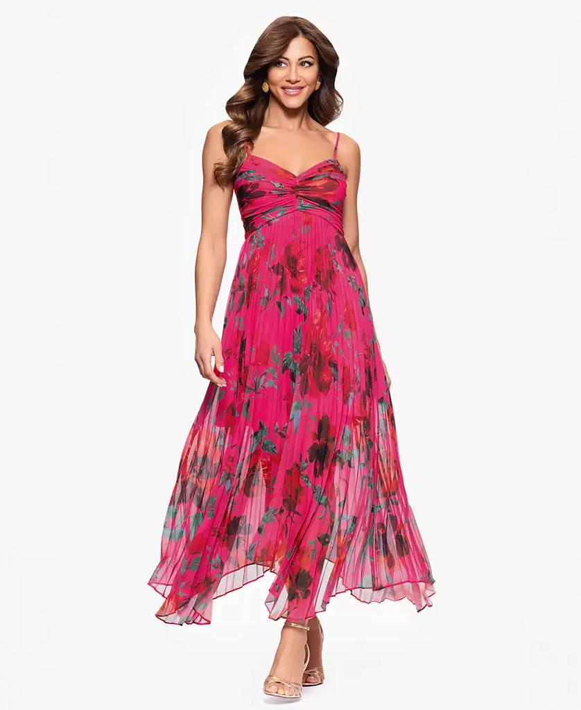 XSCAPE Women's Printed Sweetheart Spaghetti-Strap Dress