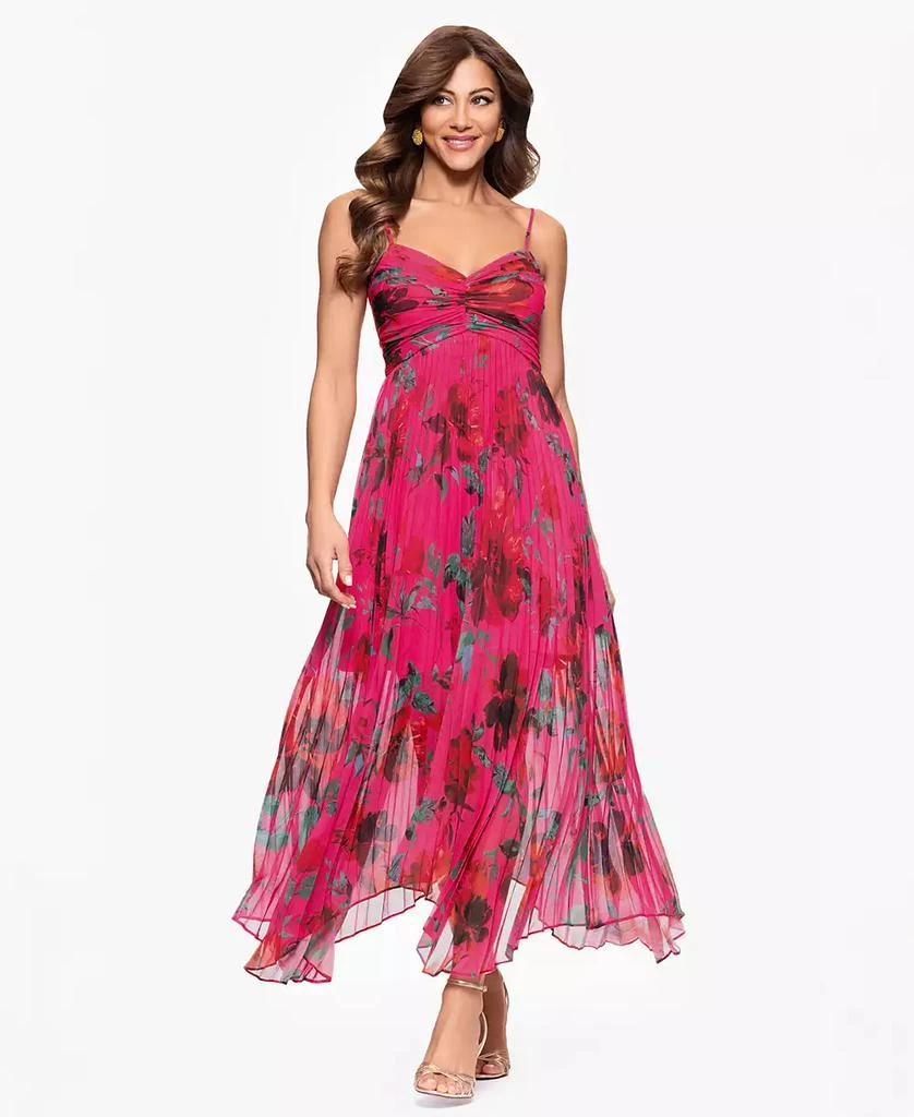XSCAPE Women's Printed Sweetheart Spaghetti-Strap Dress 1