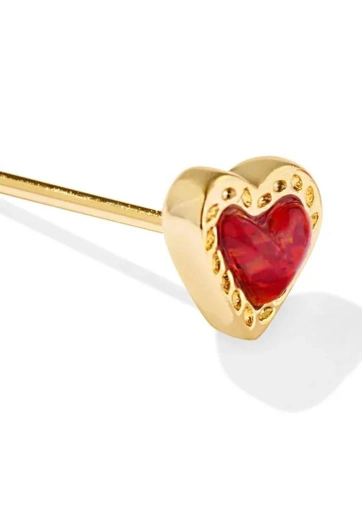 Kendra Scott Women's Mini Ari Heart Stud Earrings In Gold/red Kyocera Opal 2