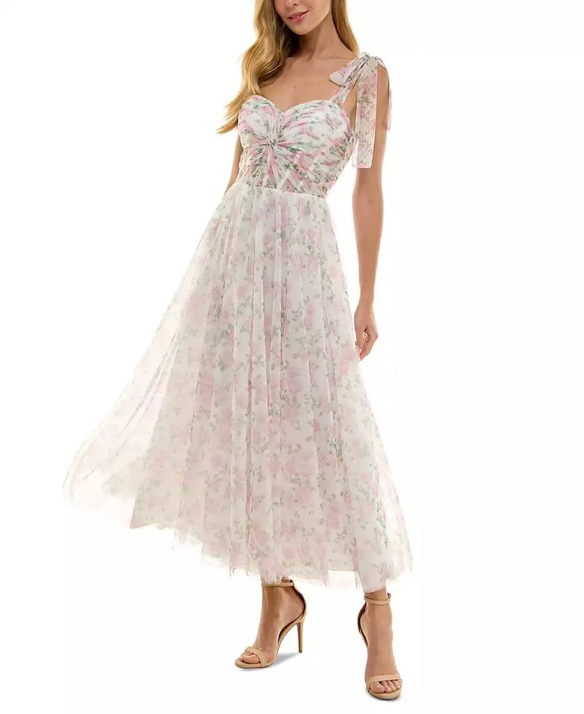 SENI & CADE Juniors' Twist-Front Shoulder-Tie Midi Dress 3