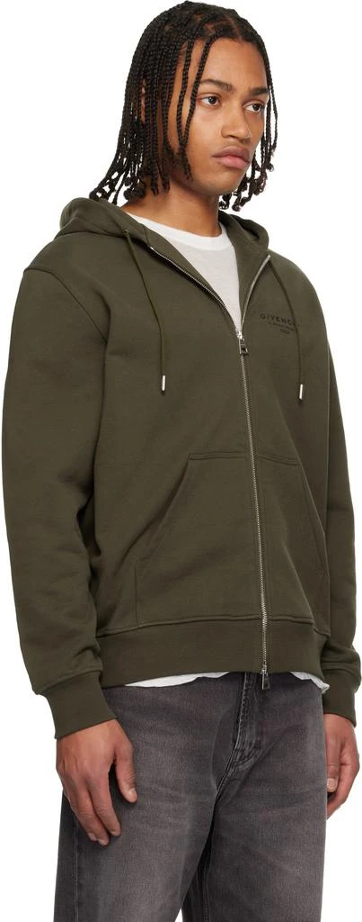 Givenchy Khaki Zipped Fleece Hoodie 2