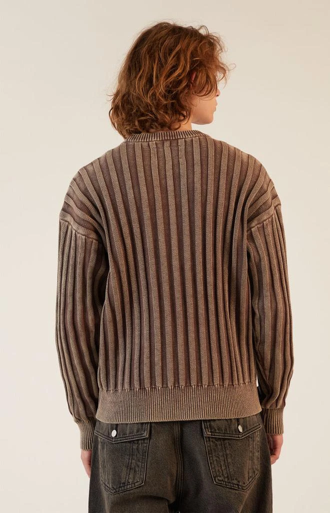 PacSun Brown Wide Ribbed Knit Crew Neck Sweater 3