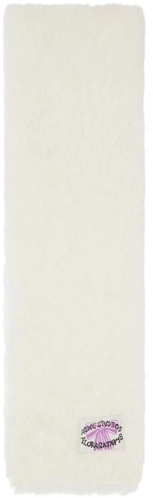 Acne Studios White Narrow Fluffy Scarf 1