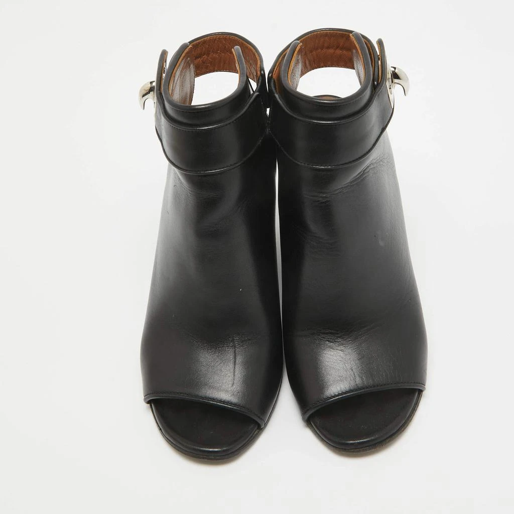 Givenchy Givenchy Black Leather Shark Lock Open Toe Wedge Sandals Size 36 3