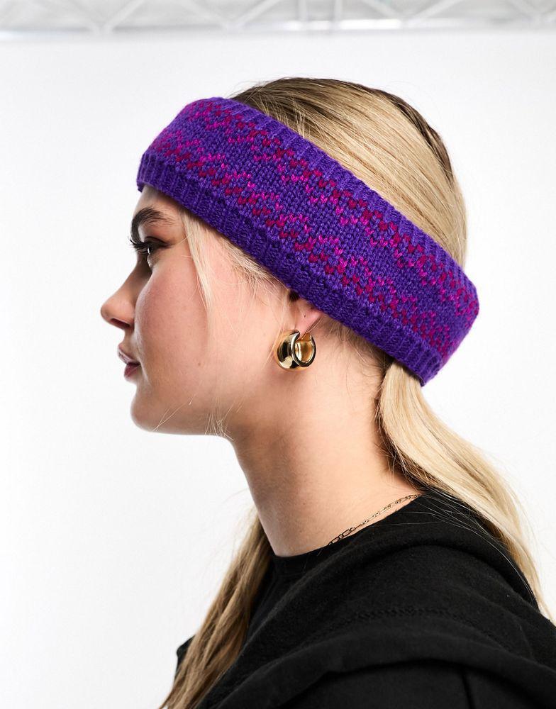My Accessories My Accessories London fair isle knitted headband in purple