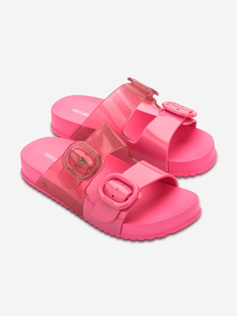 Mini Melissa Girls Cozy Glitter Sliders in Pink