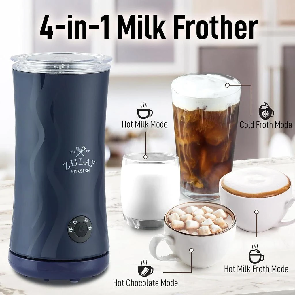 Zulay Kitchen Powerful 4-in-1 Electric Milk Frother and Steamer 4