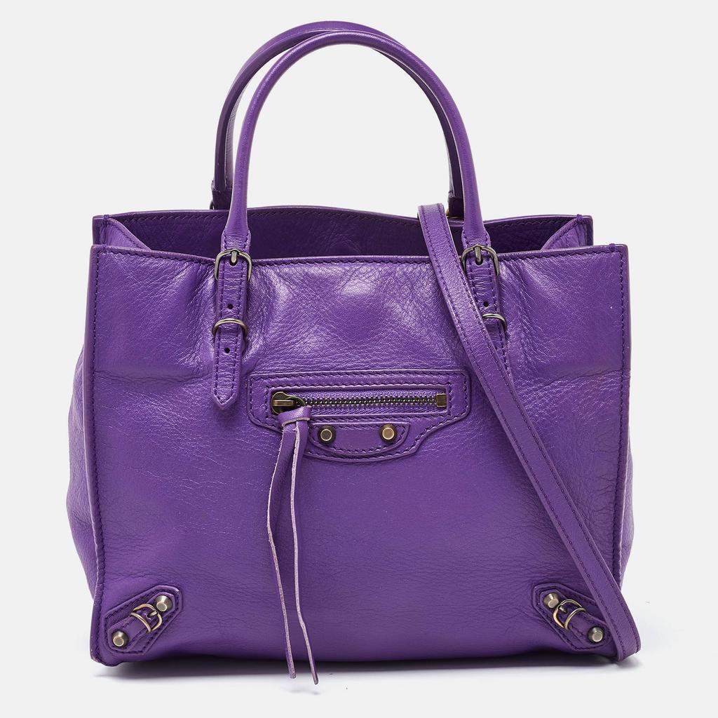 Balenciaga Balenciaga Purple Leather Mini Papier A4 Tote