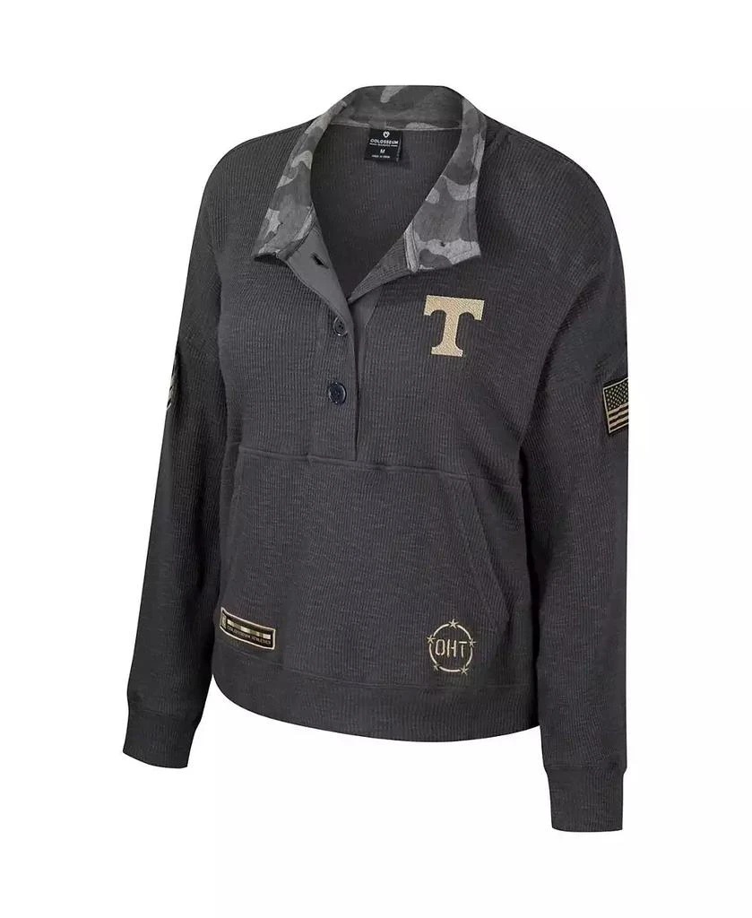 Colosseum Women's Heather Charcoal Tennessee Volunteers OHT Military Appreciation Payback Henley Thermal Sweatshirt 3