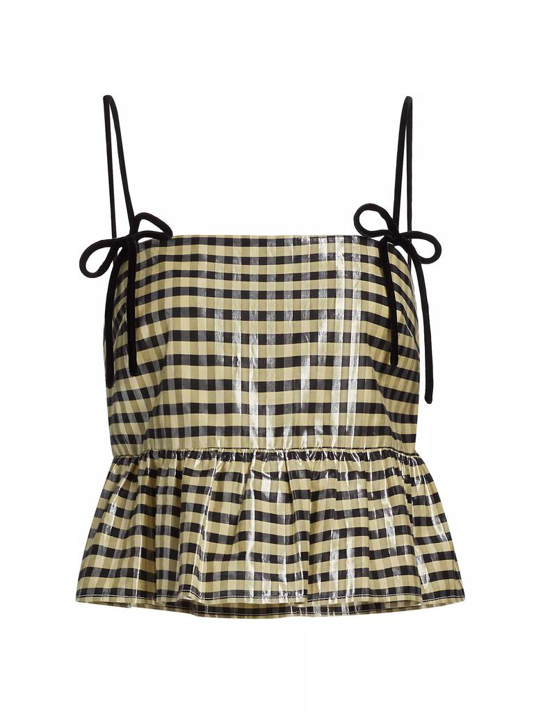 Ganni Plaid Cotton Sleeveless Top